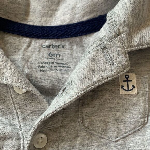 3/$25 Gray Collar Shirt - Picture 2 of 3